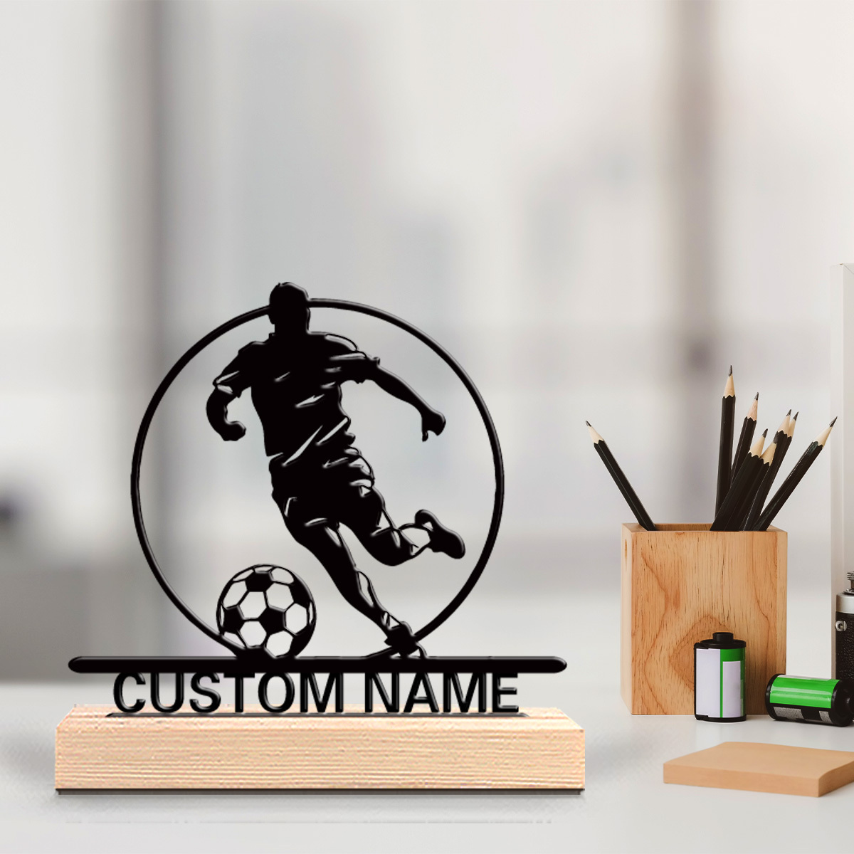 Office Furniture Home - Statua in Metallo Personalizzata di Calciatore