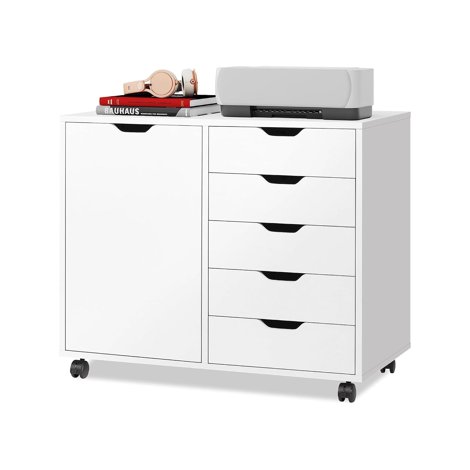 Office Furniture Custom - Mobiletto in legno a 5 cassetti,