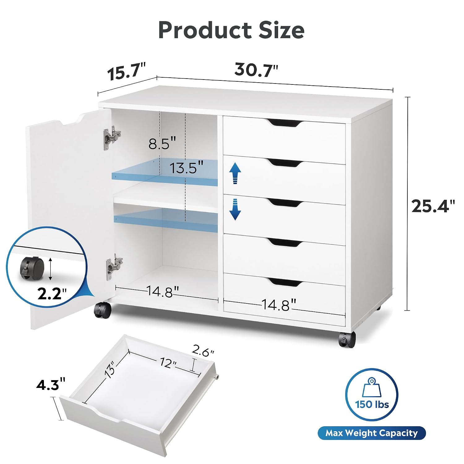 Mobiletto in legno a 5 cassett - Office Furniture Custom recensione e prezzo